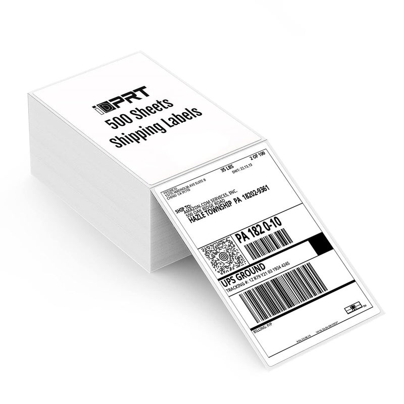iDPRT Shipping Labels - 4x6 Thermal Direct Address Labels  Fan-Fold  Strong Adhesive  500 per Stack - Image 1